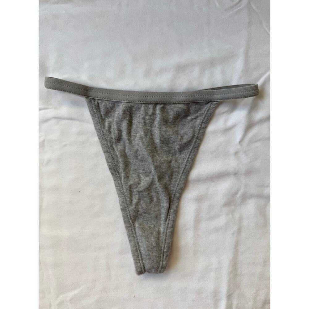 NWOT St. Eve Gray String Thong Panty Size S Cotton Stretch Y2K